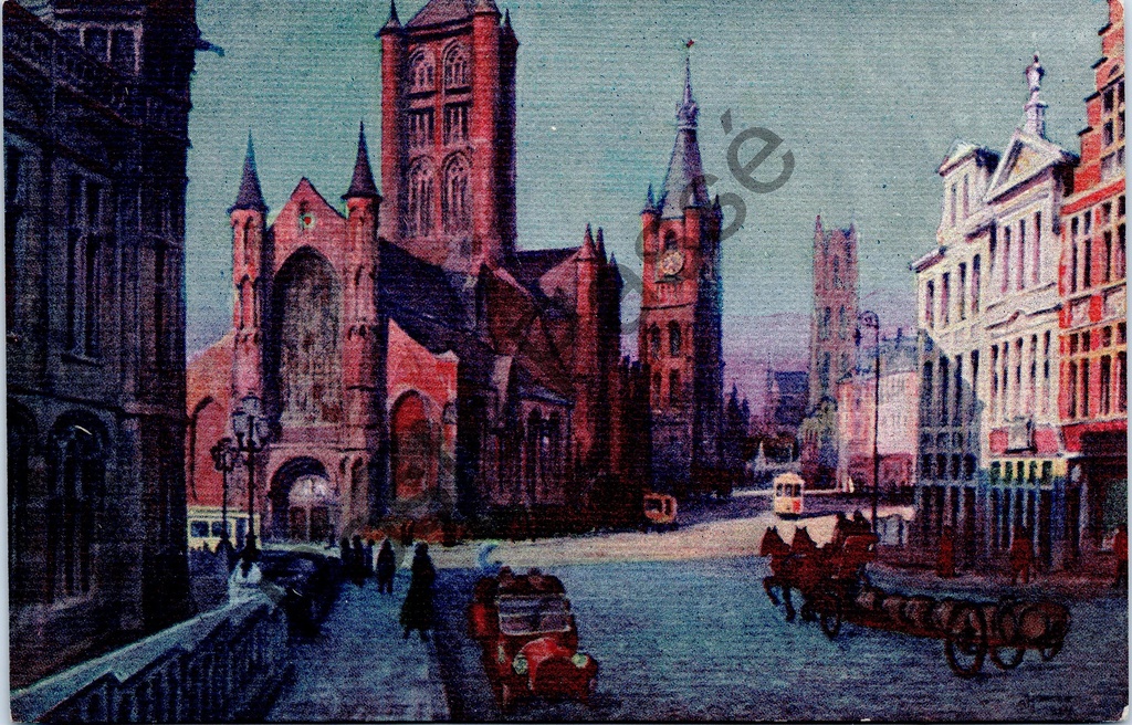 [Gent0430] Gent - "De Sint-Nicolaas Kerk, het Belfort en Sint-Baaf's Kerk" - Zicht op Sint-Niklaaskerk, Belfort en Sint-Baafskathedraal
