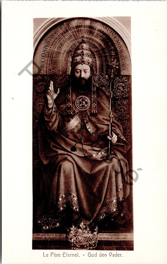 Gent - "Le Père Éternel. - God den Vader." - God de Vader, detail uit het Lam Gods (Van Eyck)
