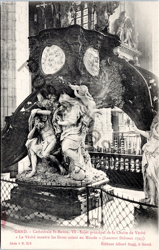 [Gent0472] Gent - "Cathédrale St-Bavon - La Vérité montre les livres saints au Monde" - Preekstoel der Waarheid, Sint-Baafskathedraal