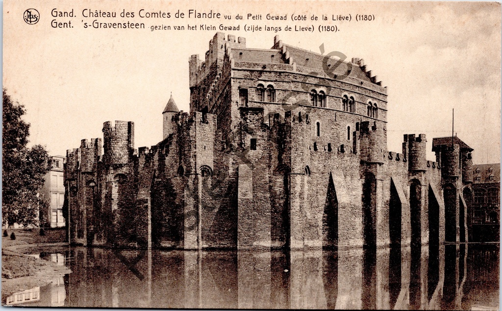 [Gent0514] Gent - "Château des Comtes de Flandre / 's-Gravensteen" - Het Gravensteen gezien vanuit het Klein Gewad langs de Lieve