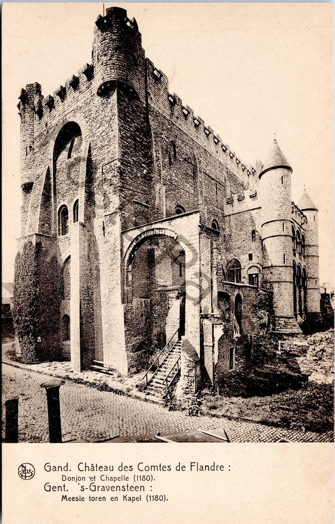 Gent - "Château des Comtes de Flandre - Donjon et Chapelle (1180)" - Gravensteen, donjon en kapel