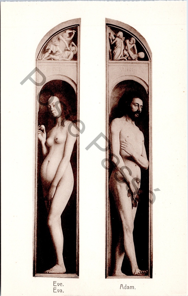 [Gent0550] Gent - "Adam. / Eve. Eva." - Adam en Eva panelen van het Lam Gods altaarstuk, Van Eyck