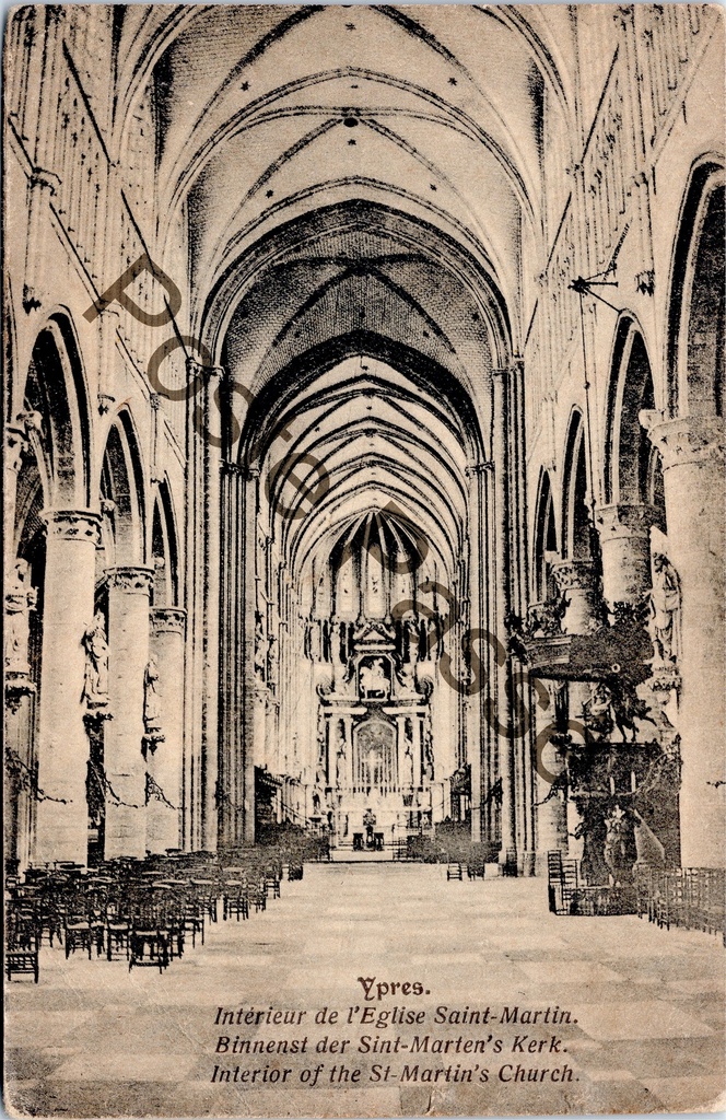 [Ieper0008] Ieper - "Intérieur de l'Eglise Saint-Martin" - Interieur van de Sint-Maartenskathedraal