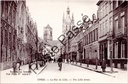 Ieper - "La Rue de Lille — The Lille street" - Zicht op de Rijselstraat met Sint-Maartenskathedraal op de achtergrond