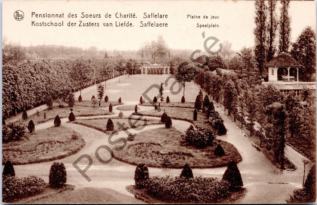 Saffelaere - "Pensionnat des Soeurs de Charité. Saffelare" - Speelplein van de Kostschool der Zusters van Liefde