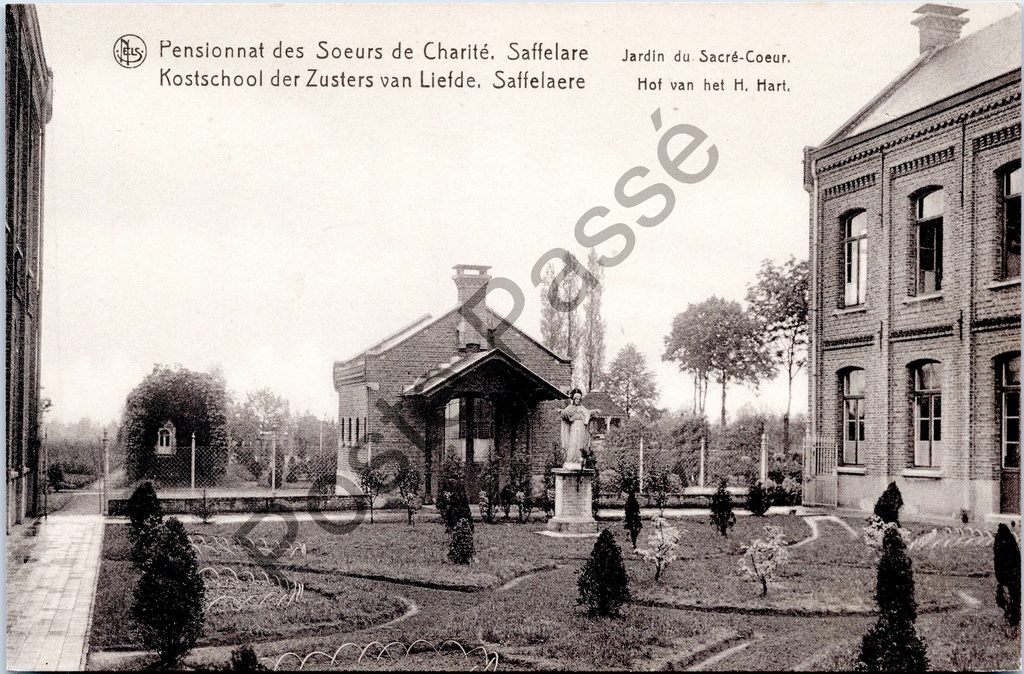 [Lochristi0098] Saffelaere - "Kostschool der Zusters van Liefde. Saffelaere - Hof van het H. Hart." - Tuin van het Heilig Hart van het pensionaat der Zusters van Liefde