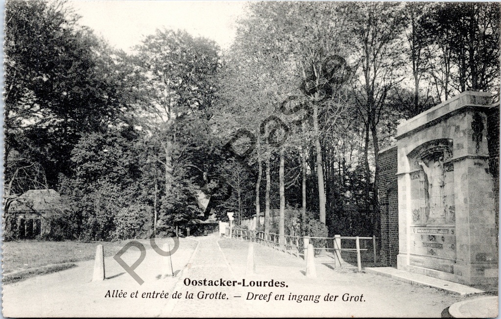 [Oostakker0116] Oostakker - "Oostacker-Lourdes. Allée et entrée de la Grotte. — Dreef en ingang der Grot." - Dreef en ingang van de Grot van Oostakker-Lourdes