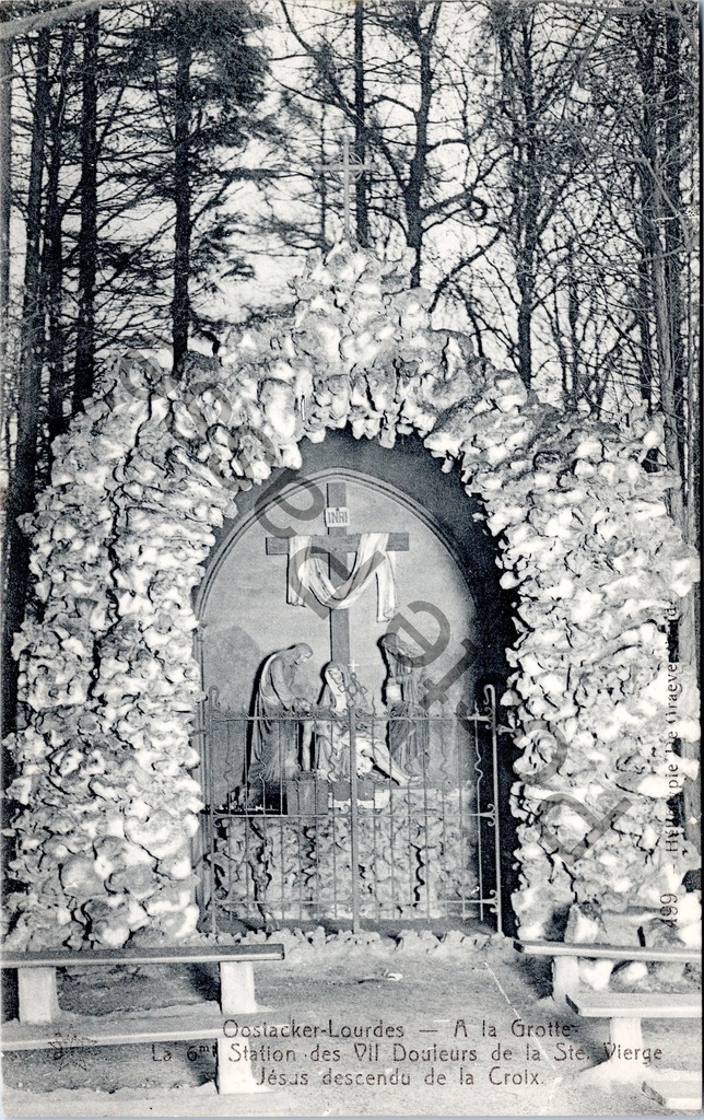 Gent - "Oostacker-Lourdes — A la Grotte Station des VII Douleurs de la Ste Vierge Jésus descendu de la Croix" - Grot van Oostacker-Lourdes, statie van de Zeven Smarten