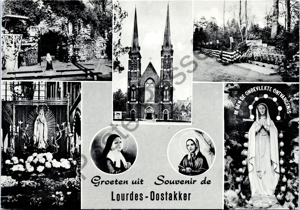[Oostakker0124] Oostakker - "Groeten uit Souvenir de Lourdes-Oostakker" - Meerzichtkaart bedevaartsoord Lourdes van Oostakker