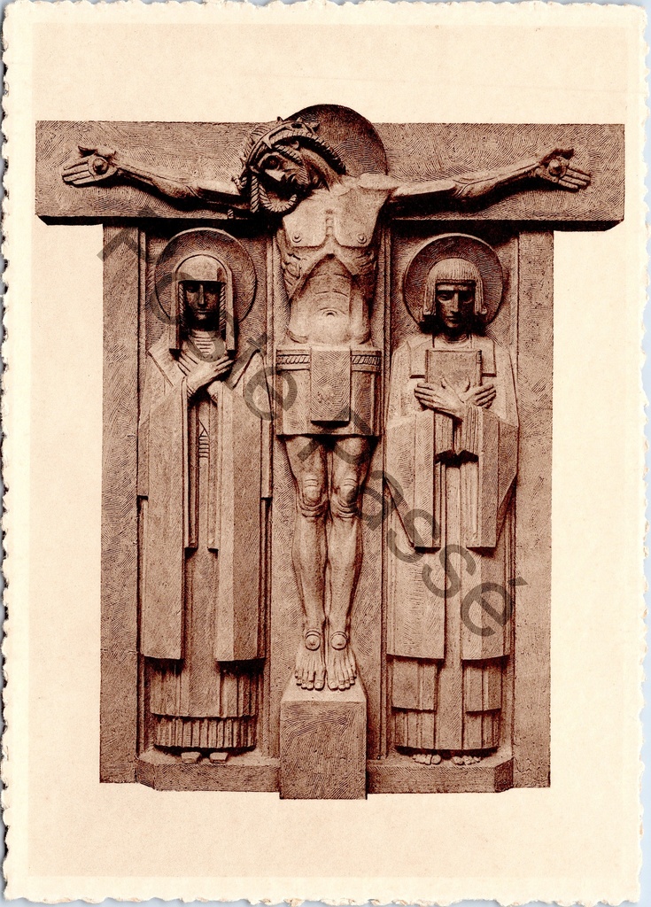 [sint amansdsbreg0172] Sint-Amandsberg - "Calvaire de l'Eglise Notre Dame Vieille Barrière Mont St. Amand" - Calvarie van de O.L.V. Kerk Oude Barreel, beeldhouwwerk van Oscar Sinia