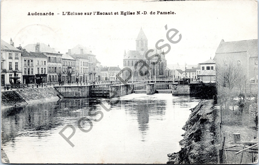 [Oudenaarde0250] Oudenaarde - "L'Ecluse sur l'Escaut et Eglise N.-D. de Pamele" - Scheldesluis en OLV-kerk van Pamele