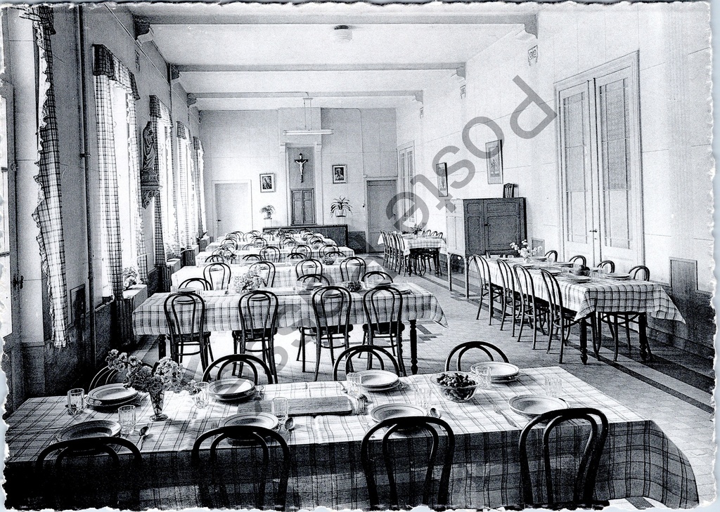 [Oudenaarde0194] Beirlegem - "Pensionnat - Beirlegem - Kostschool - Réfectoire — Eetzaal" - Eetzaal van de kostschool