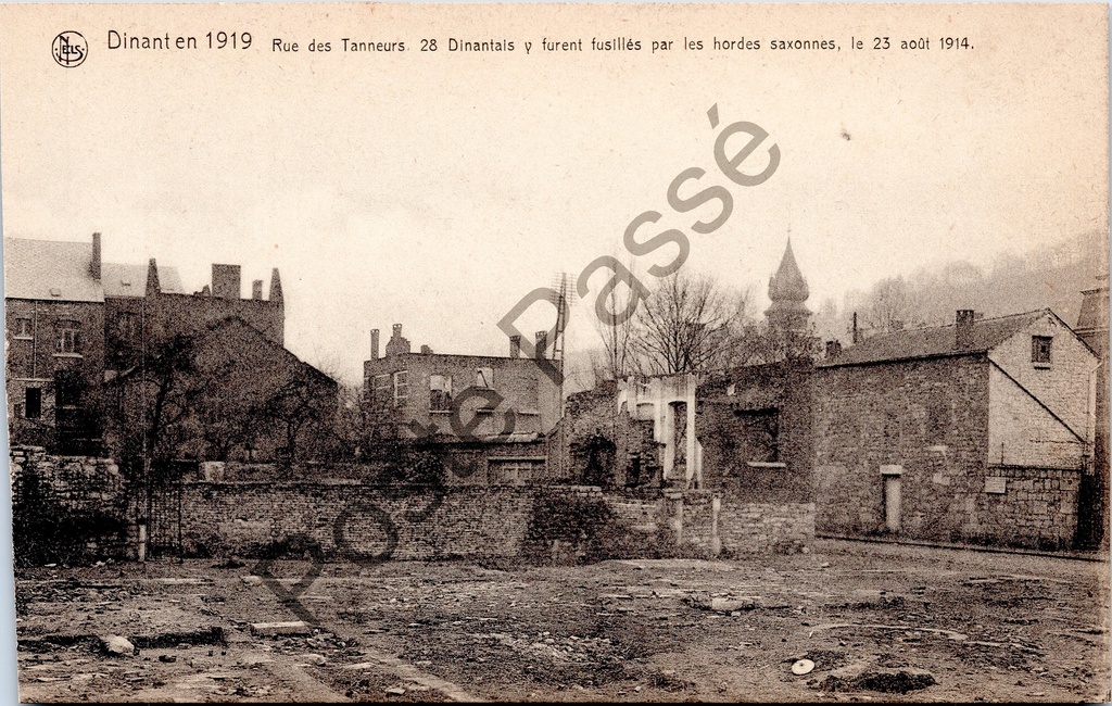 Dinant - "Rue des Tanneurs" - Looiersstraat, oorlogsruïnes 1919