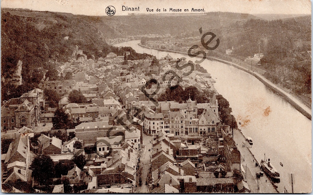 Dinant - "Vue de la Meuse en Amont" - Panoramisch zicht op de Maas stroomopwaarts