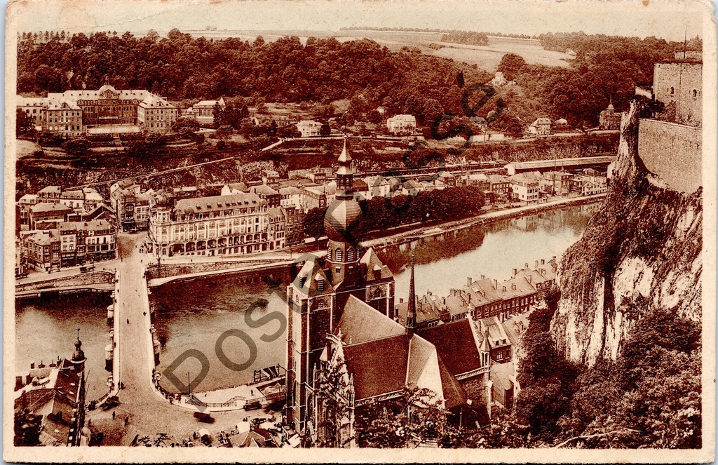 Dinant - "Panorama" - Panoramisch zicht op Dinant met de Maas en collegiale kerk