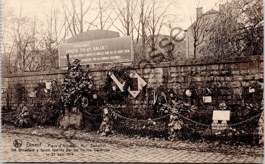 [Dinant0268] Dinant - "Place d'Albeau – Mur Tschoffen" - Gedenkplaats fusillades 23 augustus 1914