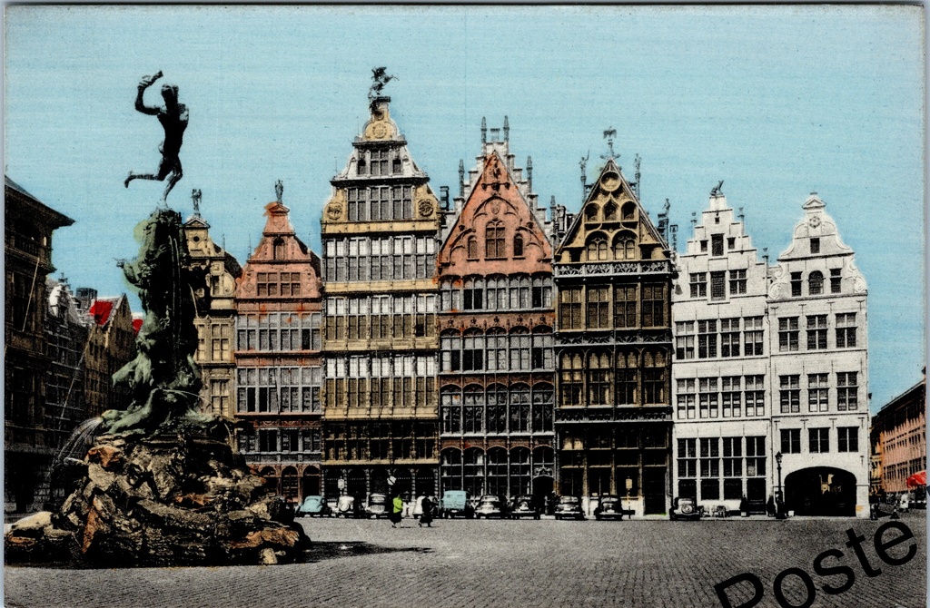 Antwerpen - "Grote Markt en Standbeeld Brabo" - Grote Markt met Brabofontein