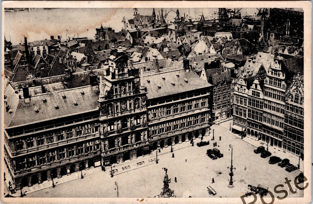 [Antwerpen28] Antwerpen - "Panorama der Groote Markt / Panorama de la Grand'Place" - Luchtpanorama van de Grote Markt met stadhuis