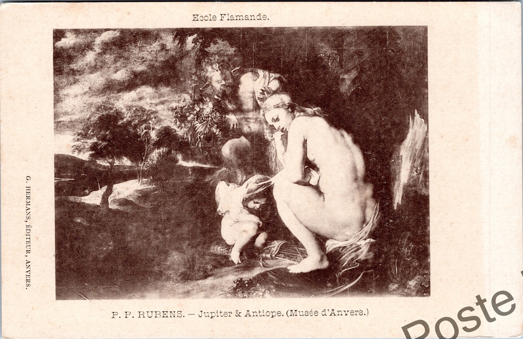 Antwerpen - "Jupiter & Antiope (Musée d'Anvers)" - Schilderij van Rubens, Vlaamse School