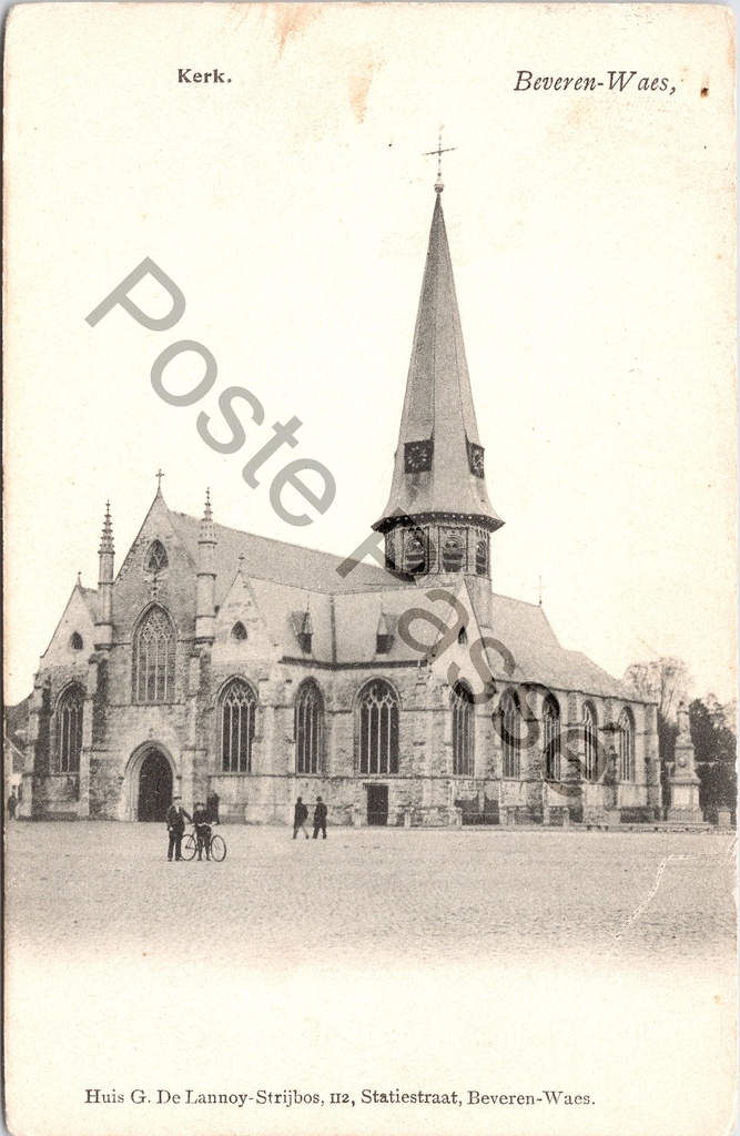 Beveren - "Kerk. Beveren-Waes." - Zicht op de kerk van Beveren-Waes