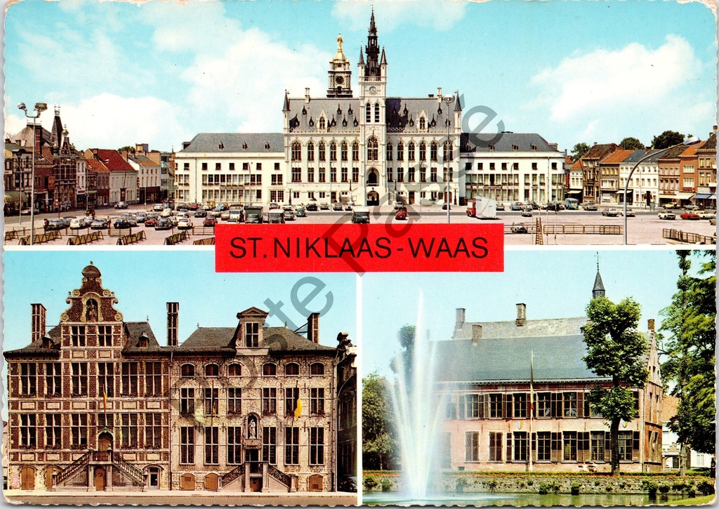 Sint-Niklaas - "ST. NIKLAAS-WAAS" - Meerzicht met stadhuis, stadhuis en vijver