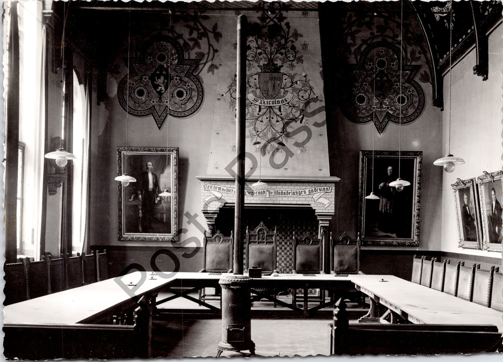[Sint-Niklaas0276.jpg] Sint-Niklaas - "Stadhuis : Raadzaal" - Interieur raadzaal van het stadhuis