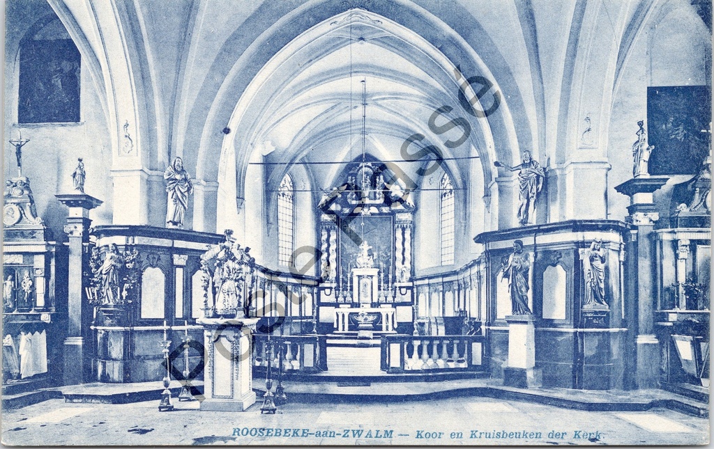 Zwalm - "Koor en Kruisbeuken der Kerk" - Interieur van de kerk van Roosebeke-aan-Zwalm
