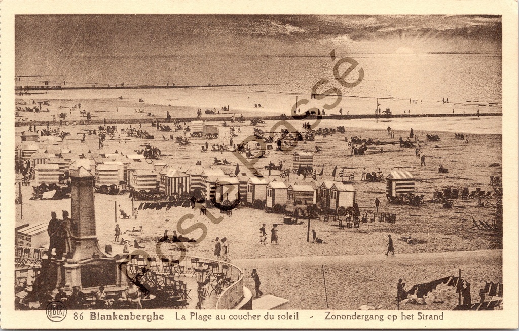 Blankenberge - "La Plage au coucher du soleil" - Strand bij zonsondergang