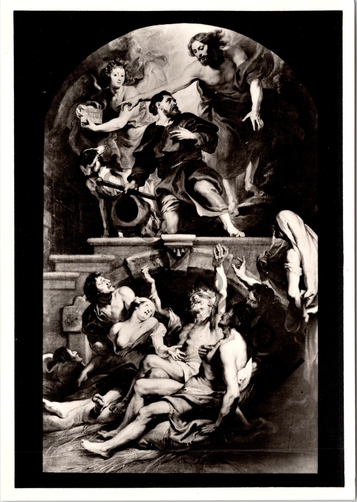 Aalst - "Heilige Rochus, door Christus belast met he. patroons hap over de pestlijders" - Rubens schilderij Sint-Martinuskerk