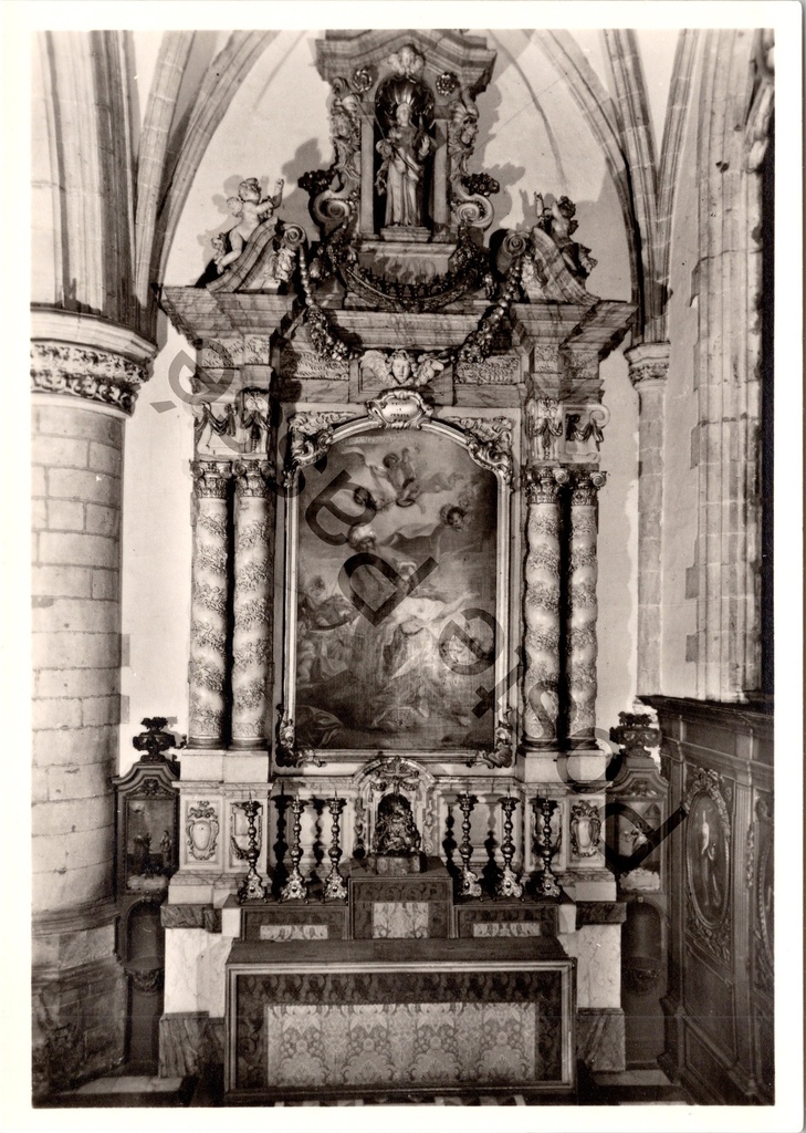 Aalst - "Sint-Martinuskerk. Altaar van de Heilige Barbara, 1644, steen." - Barokaltaar van de Heilige Barbara