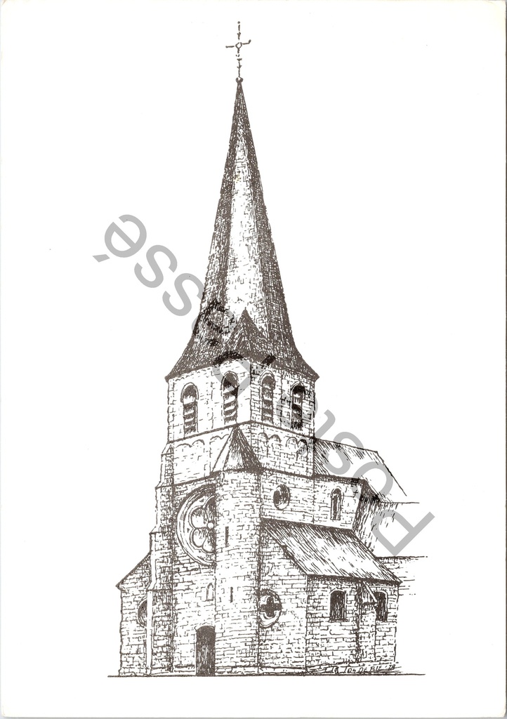 [Aalst0278.jpg] Aalst - "KERK - Baardegem" - Kerk van Baardegem, pentekening door Jos De Bie