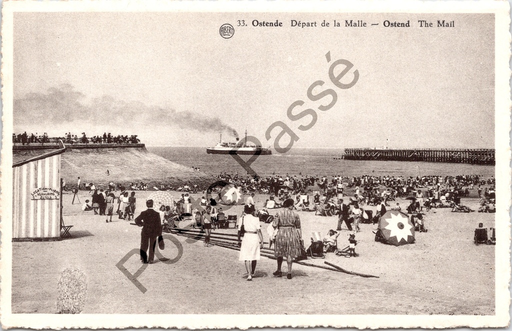 Oostende - "Départ de la Malle" - Vertrek van de maalboot vanaf het strand