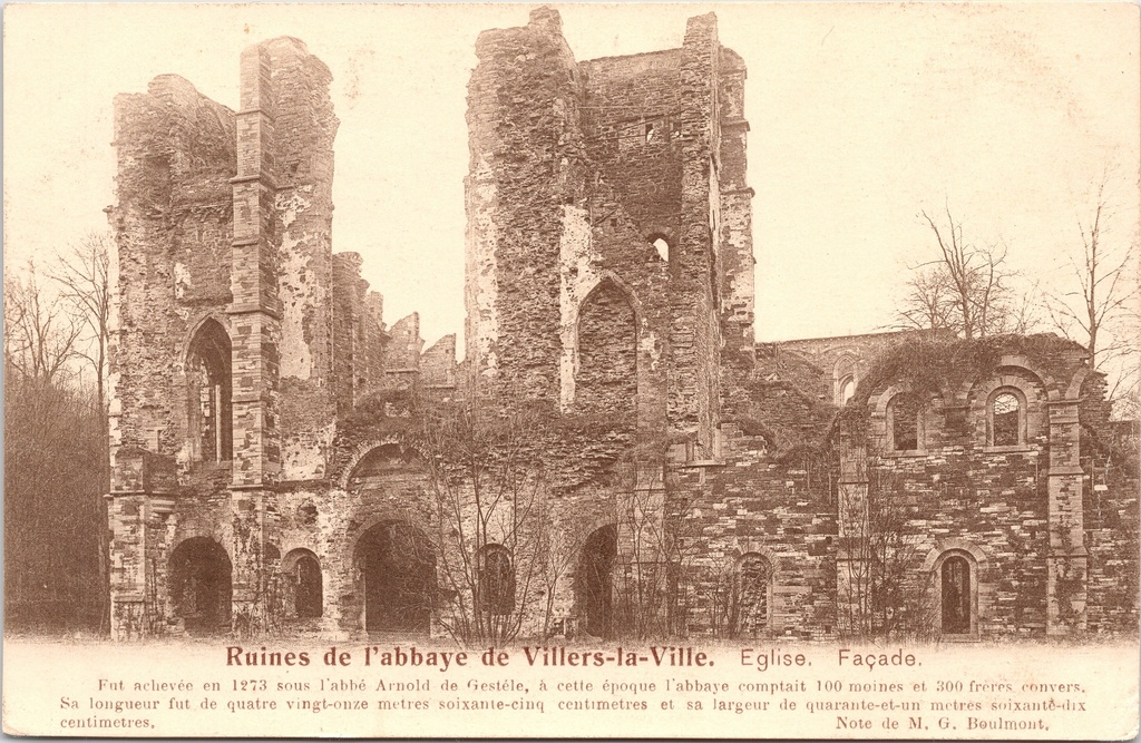 Villers-la-Ville - "Ruines de l'abbaye de Villers-la-Ville. Eglise. Façade." - Ruïnes van de abdijkerk, gevel