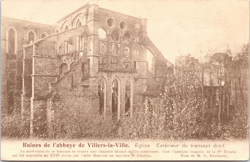 Villers-la-Ville - "Ruines de l'abbaye de Villers-la-Ville. Eglise. Extérieur du transept droit" - Ruïnes van de abdijkerk, exterieur van het rechter dwarsschip