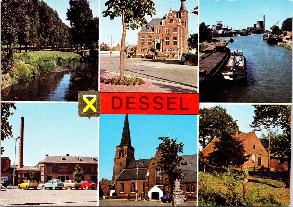 [Dessel0961] Dessel - "DESSEL" - Multizicht met kanaal, gemeentehuis, kerk en hoeve