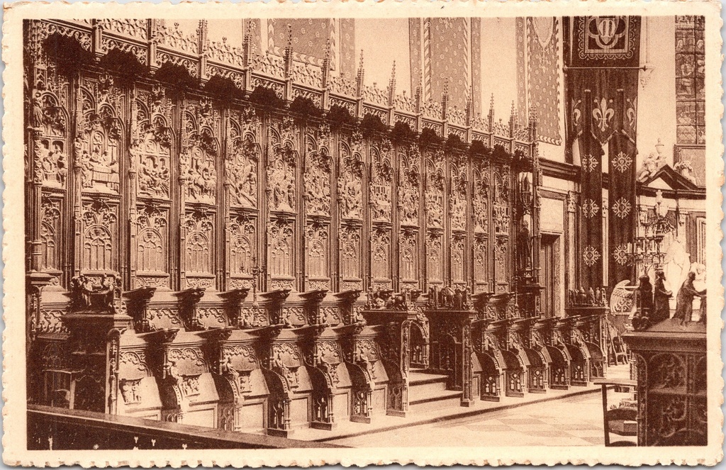 [Leuven0989] Leuven – “Church of St Gertrude. – The Stalls.” – Choir stalls of St Gertrude’s Church