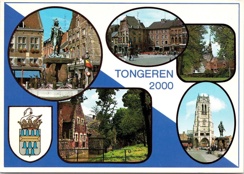 [Tongeren0997] Tongres - « TONGEREN 2000 » - Vues : statue d'Ambiorix, Grand-Place, basilique et vues de la ville