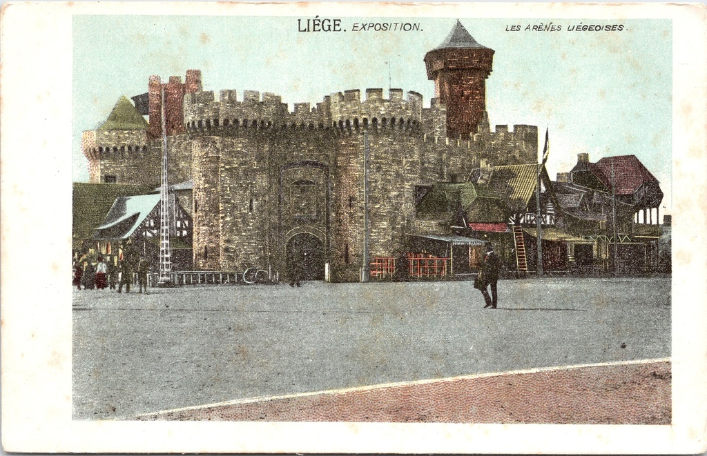 [Liege1011] Liège – “LES ARÈNES LIÉGEOISES” – The Liège Arena at the Exposition de Liège, a castle-like building