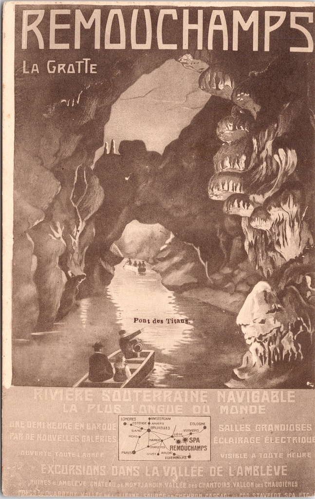 Aywaille - "REMOUCHAMPS - La Grotte" - Grot van Remouchamps, ondergrondse navigeerbare rivier Pont des Titans