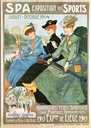 Spa - "Exposition des Sports" - Vintage affiche sportevenement 1904 met drie dames