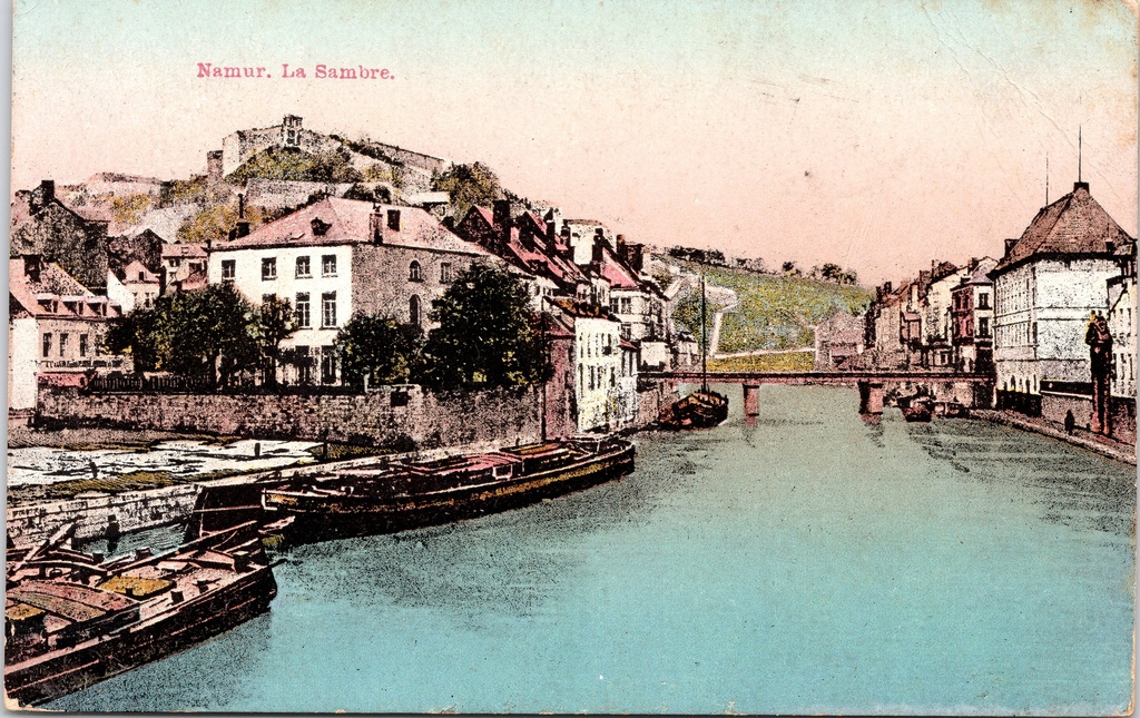 [Namen1145] Namur - "La Sambre" - Gezicht op de Sambre met de citadel op de achtergrond