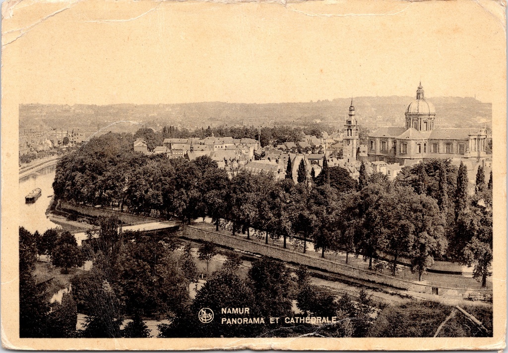 Namur – “PANORAMA AND CATHEDRAL” – Panorama featuring the Cathedral of Saint-Aubain