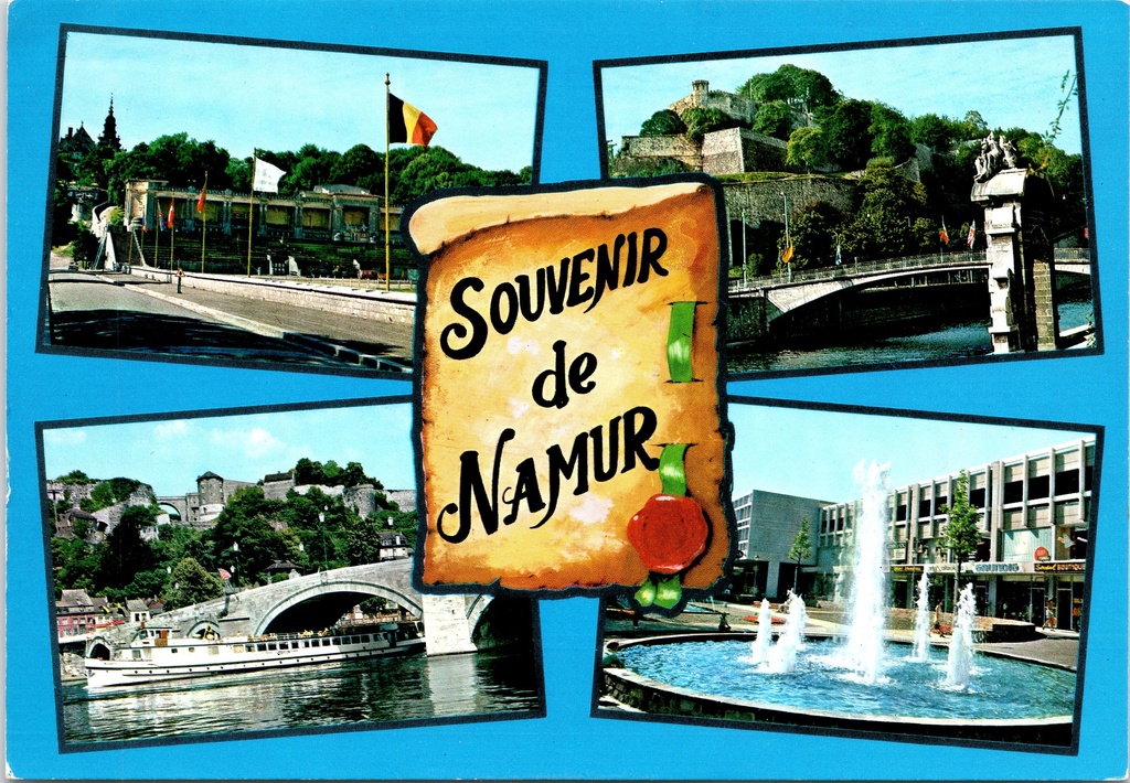 Namur - "Souvenir de Namur" - Meervoudige stadsgezichten met Citadel, Samber en fontein