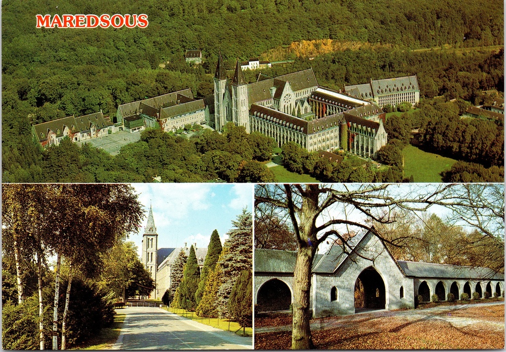 Anhée - "MAREDSOUS" - Abdij van Maredsous, luchtfoto en arcaden