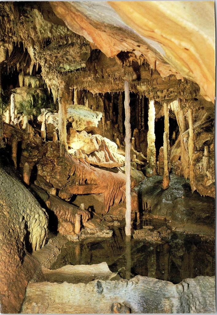 [Han-sur-lesse1253] Rochefort - "Le Gour (Nouvelles Galeries)" - Grotten van Han-sur-Lesse, nieuwe galerijen met gour (kalksinterbak) en speleothemen