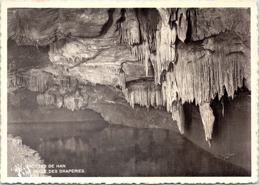 [Han-sur-lesse1269] Rochefort - "GROTTES DE HAN - LA SALLE DES DRAPERIES" - Grotten van Han, Draperie-zaal met stalactieten