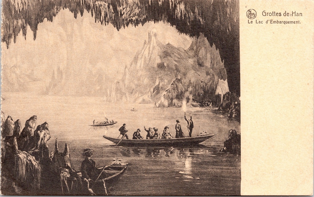 [Rochefort1437] Rochefort - "Grottes de Han - Le Lac d'Embarquement" - Grotten van Han inwendig meer met boten