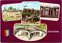 Bastogne - "BASTOGNE" - Meervoudige weergave: château, Place McAuliffe en Mémorial du Mardasson