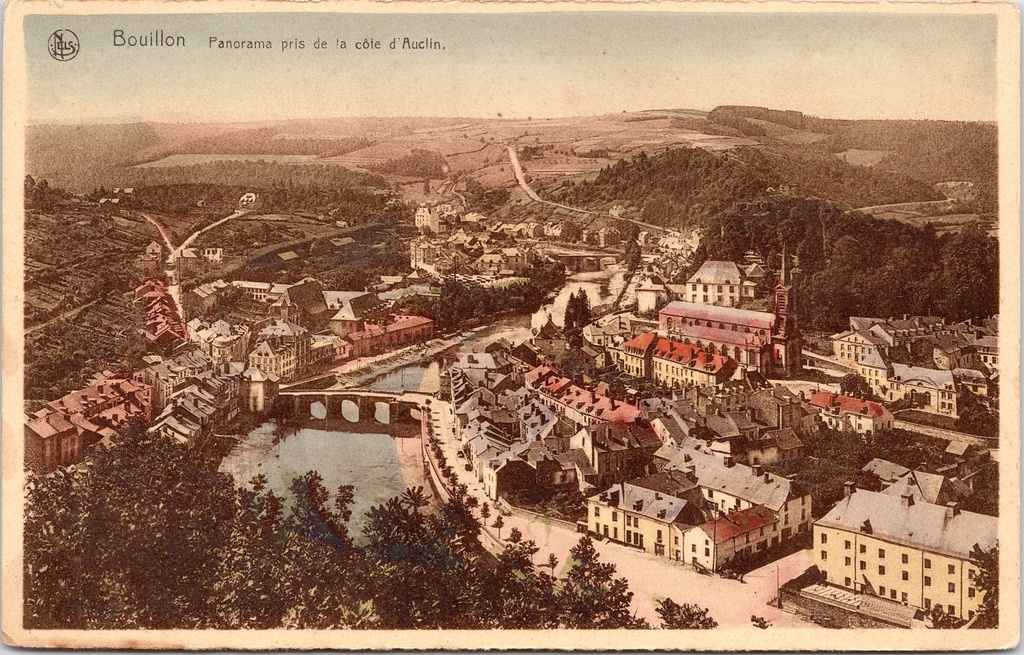 [Bouillon1523] Bouillon - "Panorama pris de la côte d'Auclin" - Panoramisch stadsgezicht met de Semois