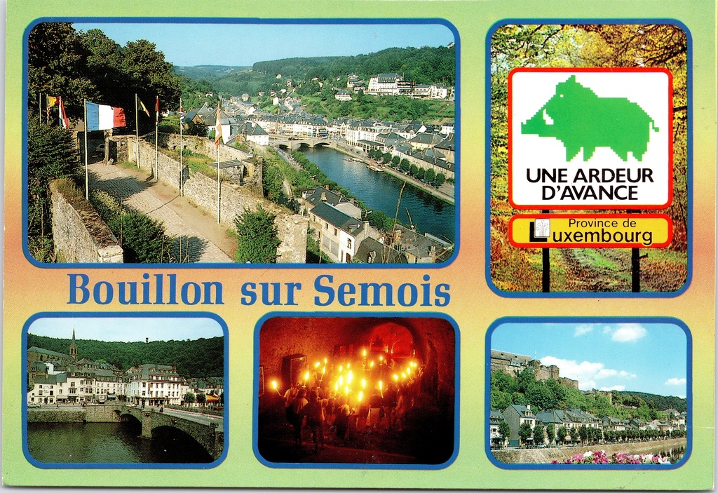 [Bouillon1561] Bouillon - "Bouillon sur Semois" - Meervoudige stadsview aan de Semois rivier met kasteel en brug